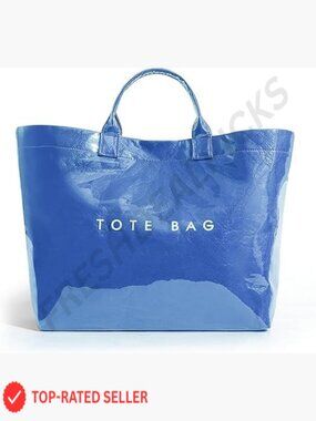PVC Tote Bag Large Letters Print Hobo Handbag Waterproof Work Beach